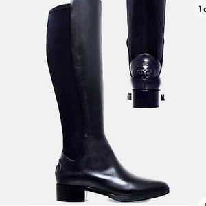 Tory Burch Caitlin Stretch Leather Boot in Black - Size 8.5